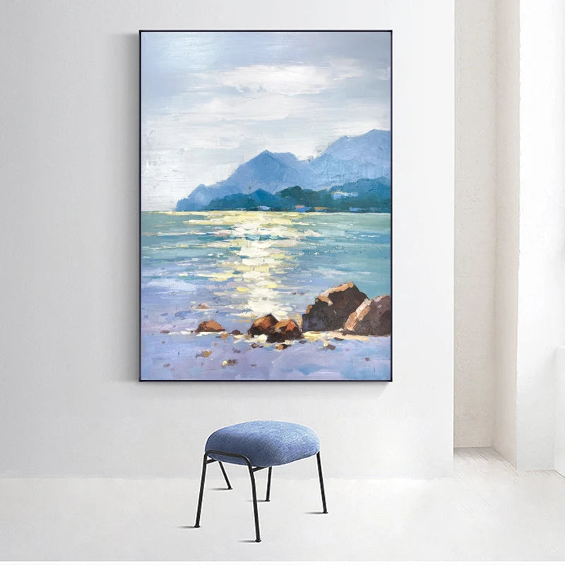The Lake Painting Canvas Art Hand Painting Furniture Impression Sunset Landscape Abstract Seascape Hand Painted Painting