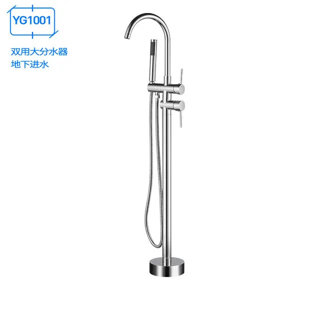 European Style Copper Shower Column Shower Bathroom Set Floor Standing Bathtub Faucet