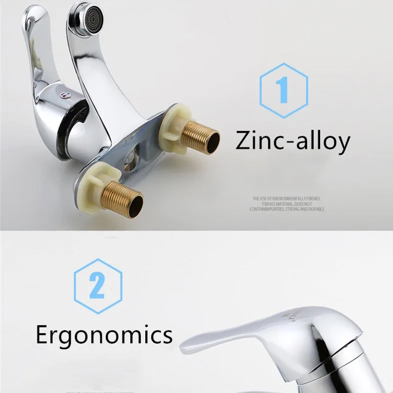 Factory Supplied Zinc-alloy Double Hole Sinks Basin Bathroom Faucet