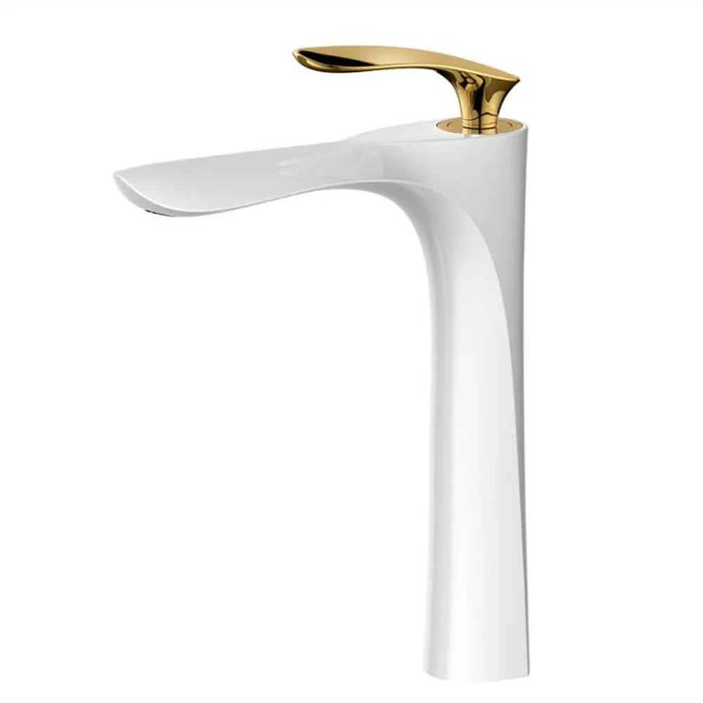 Hot and Cold Faucet in the Bathroom Basin