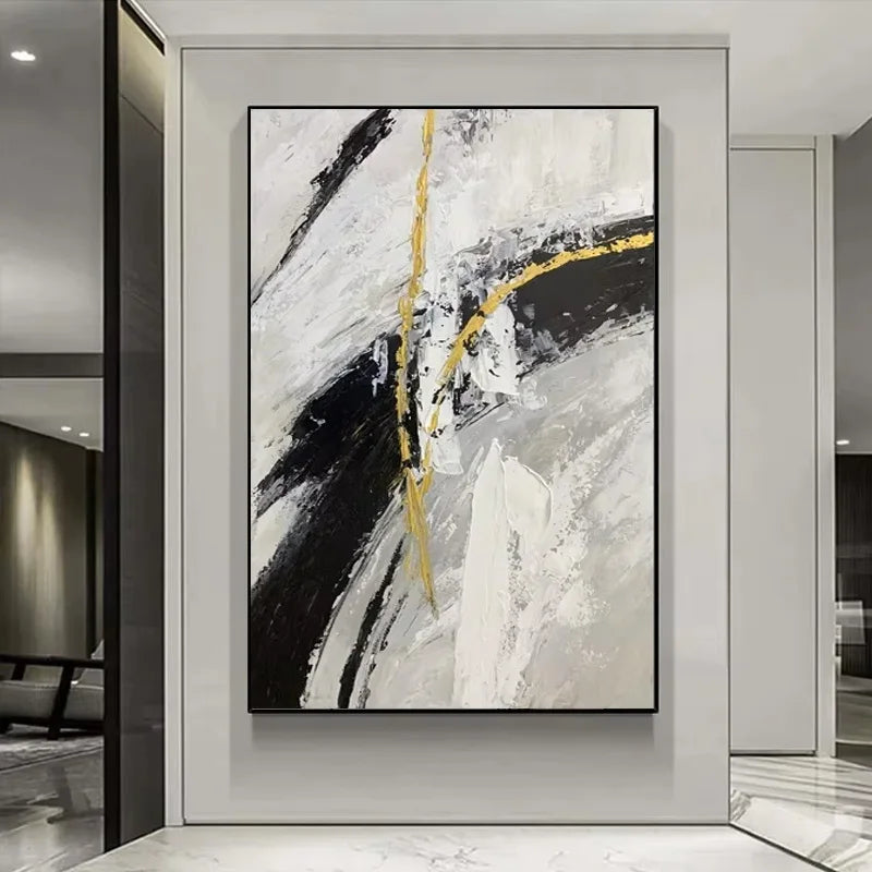 Modern Black and White Paintings Art Abstract Handmade Oil Painting on Canvas Paintings Wall Art for Pictures Living Room