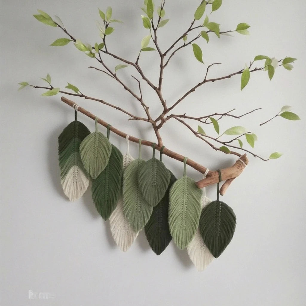 Leaf Bohemian Handmade Woven Macrame Home Décor Decorative Hanging Wall Art Tapestries Wall Decor for Home Wall Living Room