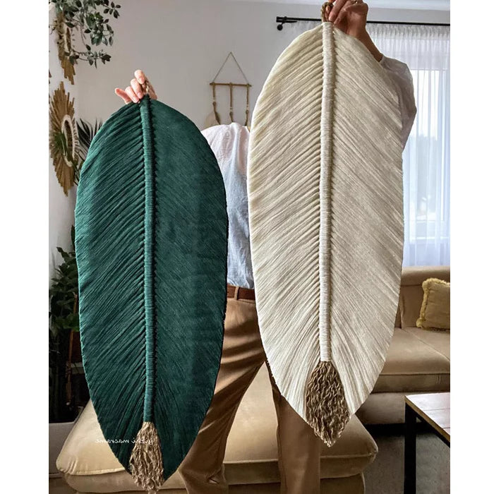 Boho Handmade Woven Leaf Macrame Home Décor Decorative Hanging Wall Art Tapestries Wall Decor for Home Wall Living Room