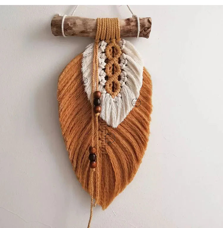 Colorful Boho Hand Woven Leaf Macrame Home Décor Decorative Hanging Wall Art Wall Decor for Home Wall Living Room