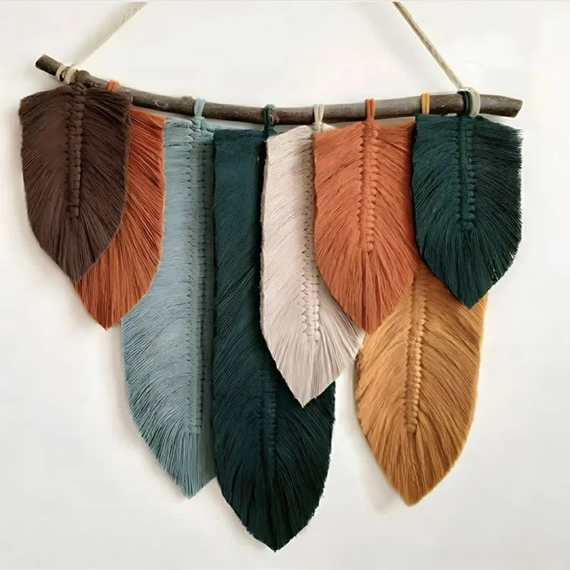 INS Hot Wholesale Leaf Macrame Decorative Hanging Wall Art Wall Decorations Tapestries Wall Decor for Home Luxury Living Room