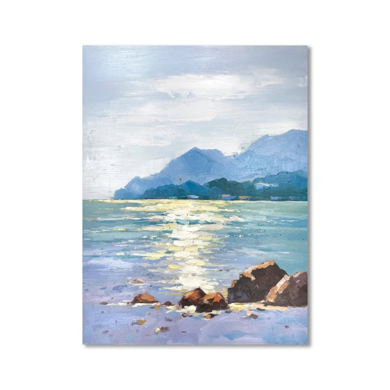 The Lake Painting Canvas Art Hand Painting Furniture Impression Sunset Landscape Abstract Seascape Hand Painted Painting