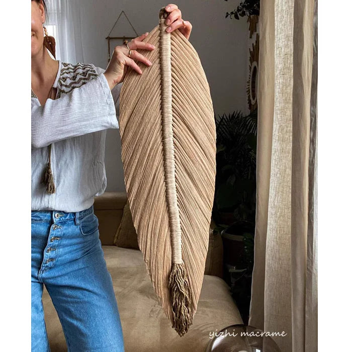 Boho Handmade Woven Leaf Macrame Home Décor Decorative Hanging Wall Art Tapestries Wall Decor for Home Wall Living Room