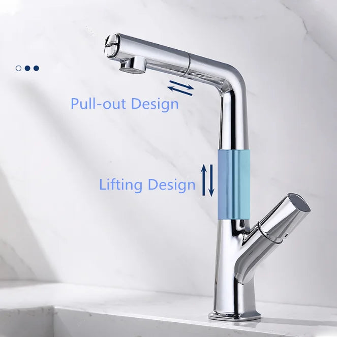 Manufacturer Pull Out Faucet Parts Good Polishing Chrome Finished Single Handle Brass Wash Bathroom Faucet
