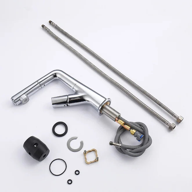 Manufacturer Pull Out Faucet Parts Good Polishing Chrome Finished Single Handle Brass Wash Bathroom Faucet