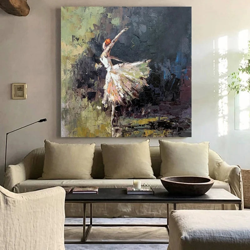 Modern Abstract Handmade Dancing Ballerina Ballet Dancer Girl Art Oil Painting on Canvas