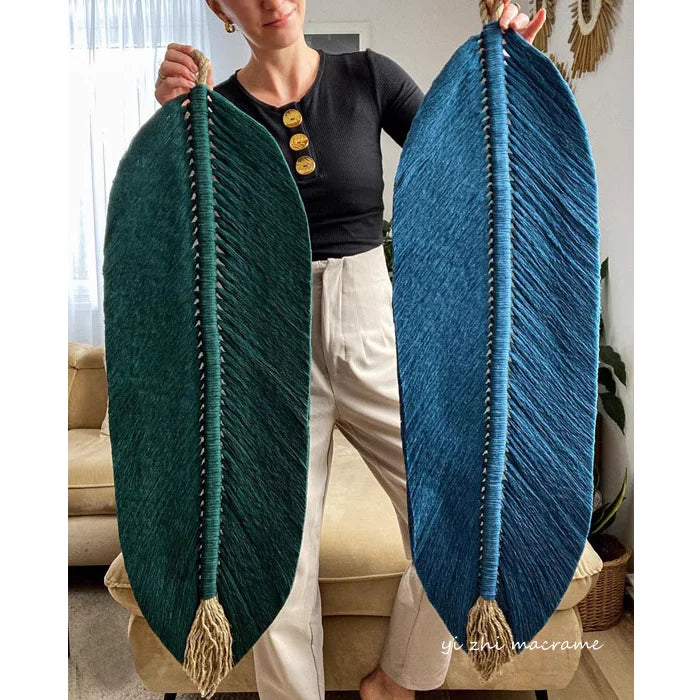 Boho Handmade Woven Leaf Macrame Home Décor Decorative Hanging Wall Art Tapestries Wall Decor for Home Wall Living Room