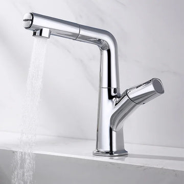 Manufacturer Pull Out Faucet Parts Good Polishing Chrome Finished Single Handle Brass Wash Bathroom Faucet