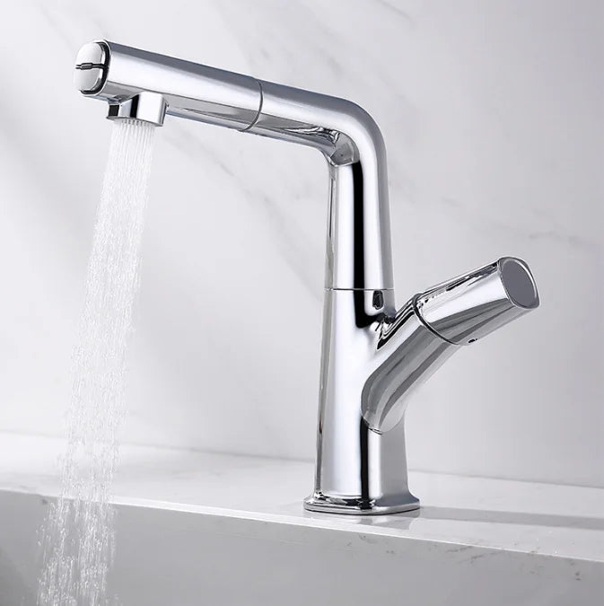 Manufacturer Pull Out Faucet Parts Good Polishing Chrome Finished Single Handle Brass Wash Bathroom Faucet
