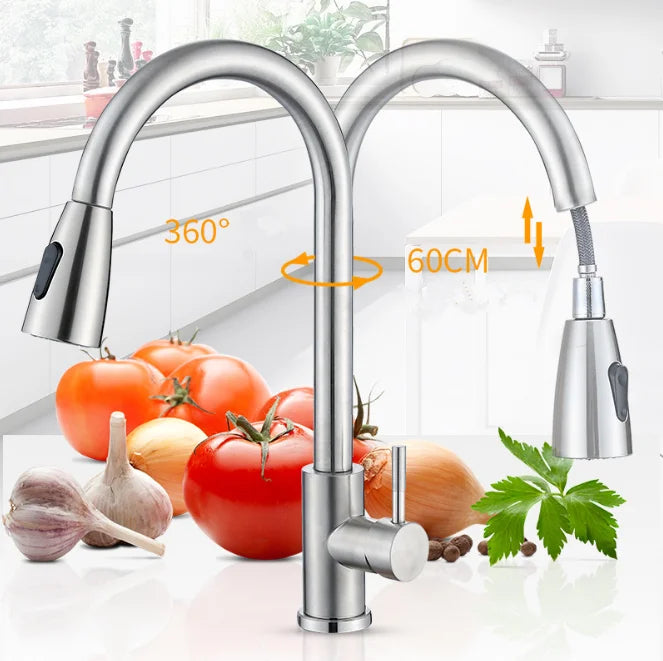 Factory Direct Sale 304 Stainless Steel Hot and Cold Sink Faucet Kitchen Faucet