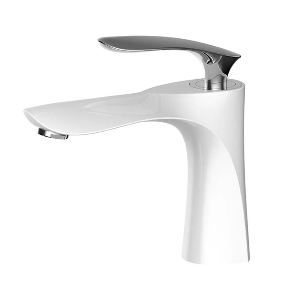 Hot and Cold Faucet in the Bathroom Basin
