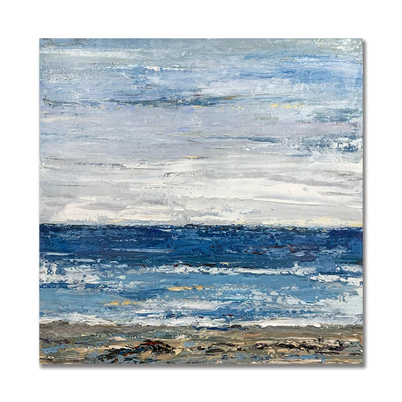Handmade Paintings Home Decoration Painting Beach Landscape Abstract Thick Oil Painting Custom Picture Wall Art