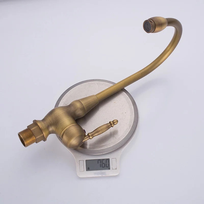 All Copper European Antique Washbasin Hot and Cold Washbasin Faucet Retro 360 Degree Rotating Kitchen Sink Faucet