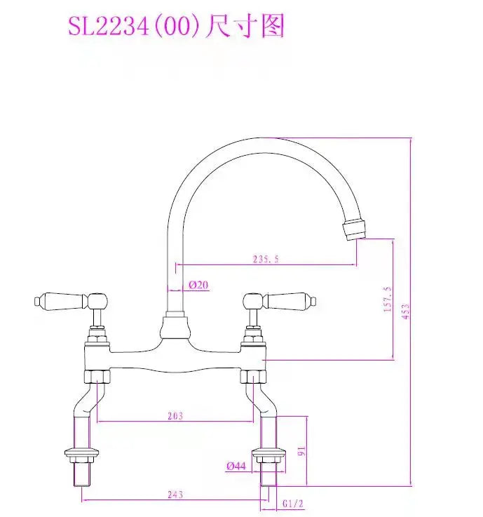 Factory Direct Sales Customized Golden Brushed Brass Bridge Bathtub Faucet