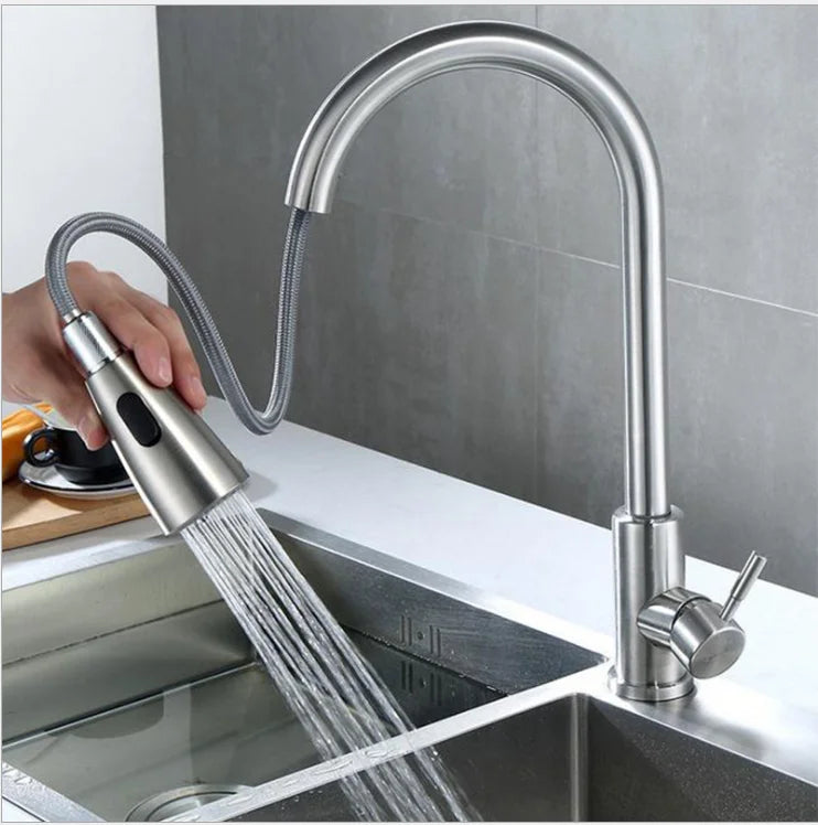 Factory Price Stainless Steel Pull Down Two Functions Kitchen Faucet