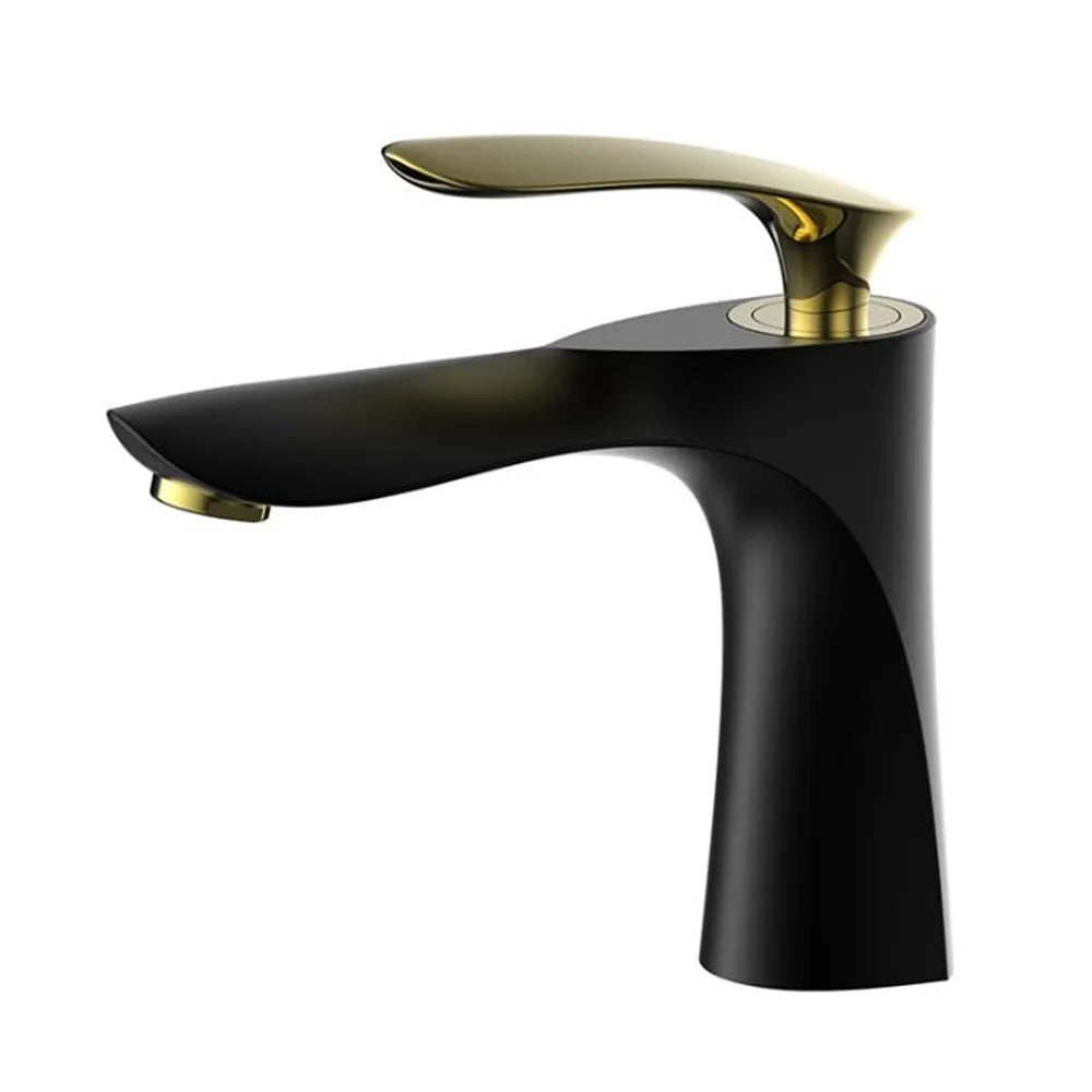 Hot and Cold Faucet in the Bathroom Basin
