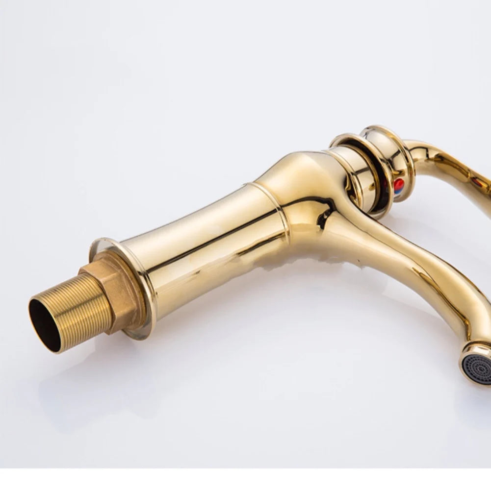 Factory Wholesale Antique Copper Basin Faucet European-style Golden Stage Under-stage Faucet Washbasin