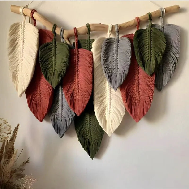 INS Hot Wholesale Leaf Macrame Decorative Hanging Wall Art Wall Decorations Tapestries Wall Decor for Home Luxury Living Room