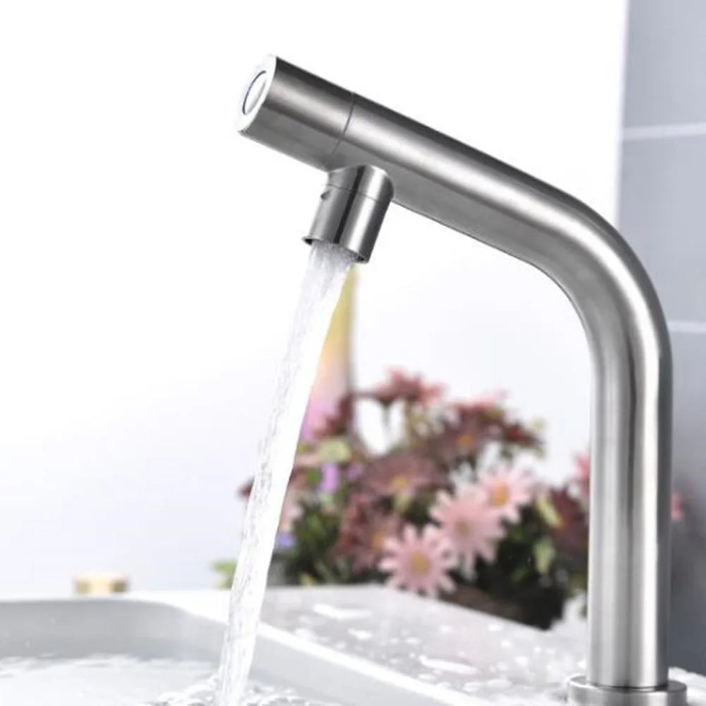 Cheap 304 Single Cold Water Wash Stainless Steel Basin Faucet Single Hole