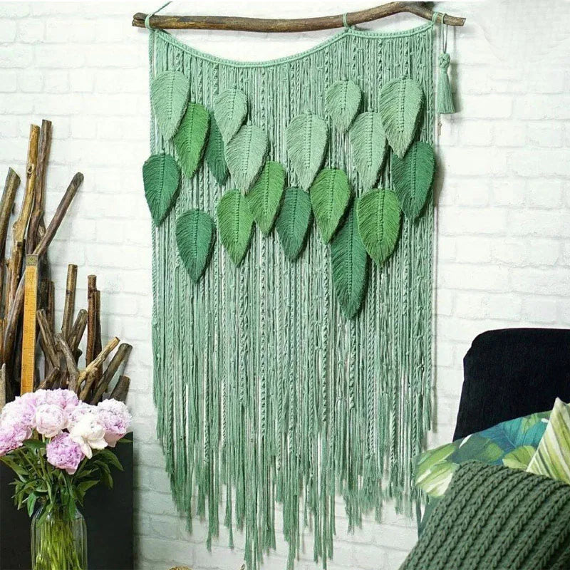 Leaf Handmade Wool Yarn DIY Macrame Home Décor Decorative Hanging Wall Art Wall Decor for Home Wall Living Room