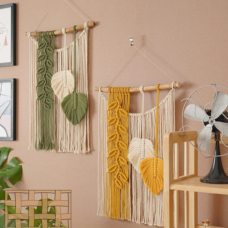 Wholesale Cotton Boho Leaf Macrame Home Décor Decorative Hanging Wall Art Wall Decor for Home Wall Living Room