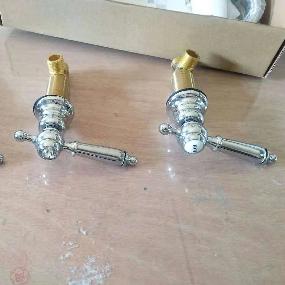 Wholesale Brass Three Holes Tap for Ceramic Bidet Bathroom Single Two Handles Hot&cold  Bidet Faucet