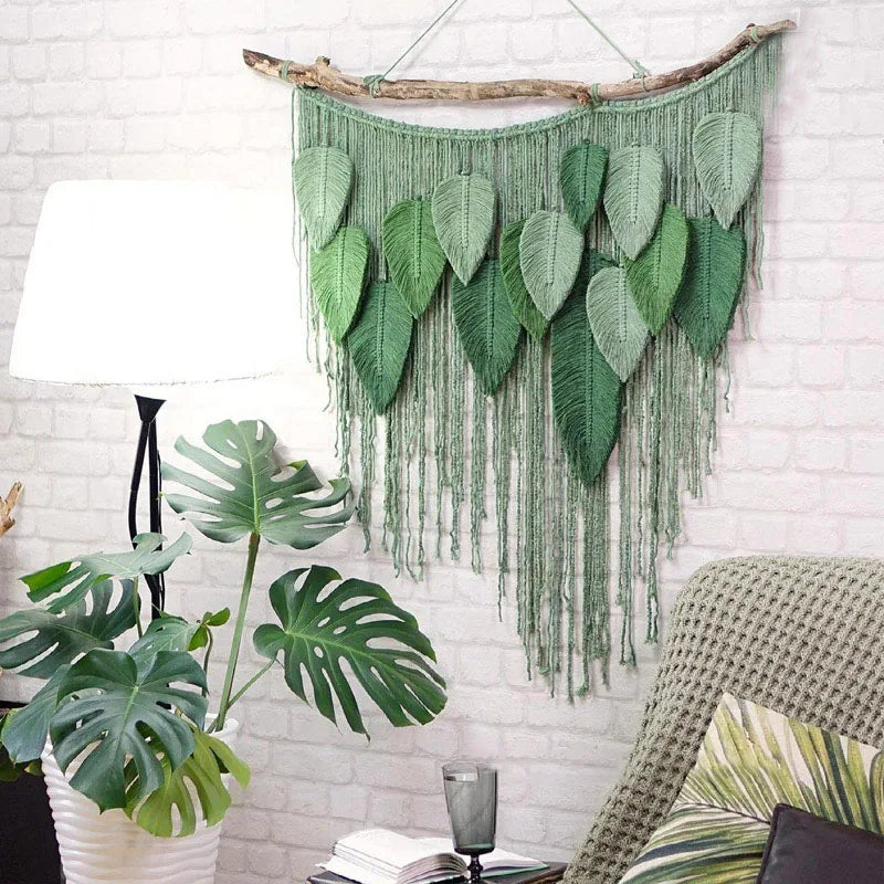 Leaf Handmade Wool Yarn DIY Macrame Home Décor Decorative Hanging Wall Art Wall Decor for Home Wall Living Room