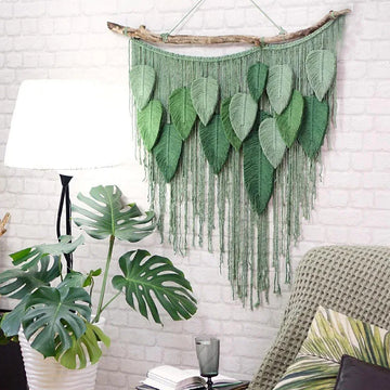 Leaf Handmade Wool Yarn DIY Macrame Home Décor Decorative Hanging Wall Art Wall Decor for Home Wall Living Room