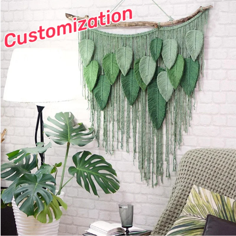 Leaf Handmade Wool Yarn DIY Macrame Home Décor Decorative Hanging Wall Art Wall Decor for Home Wall Living Room
