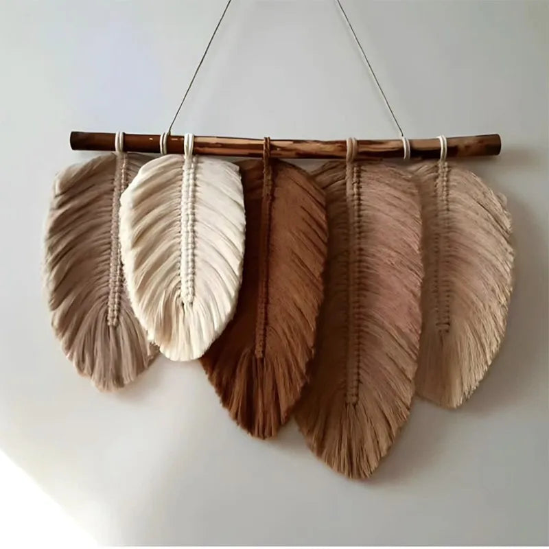 INS Hot Wholesale Leaf Macrame Decorative Hanging Wall Art Wall Decorations Tapestries Wall Decor for Home Luxury Living Room