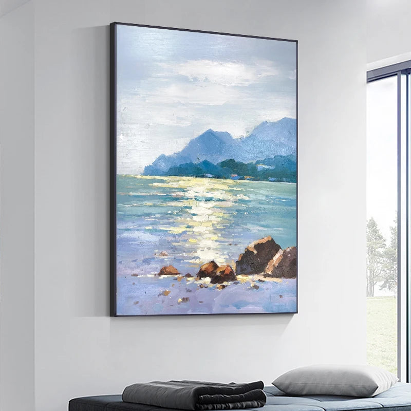 The Lake Painting Canvas Art Hand Painting Furniture Impression Sunset Landscape Abstract Seascape Hand Painted Painting