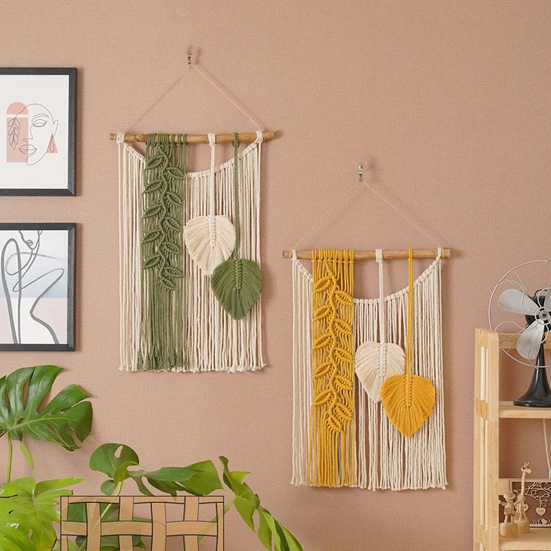 Wholesale Cotton Boho Leaf Macrame Home Décor Decorative Hanging Wall Art Wall Decor for Home Wall Living Room