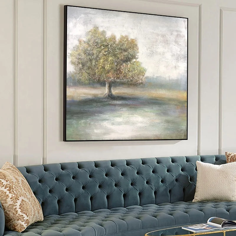 Modern Chinese Style Pure Handpainted Wall Landscape Oil Painting Interior Painting Acrylic Wall Art