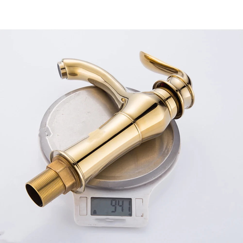 Factory Wholesale Antique Copper Basin Faucet European-style Golden Stage Under-stage Faucet Washbasin