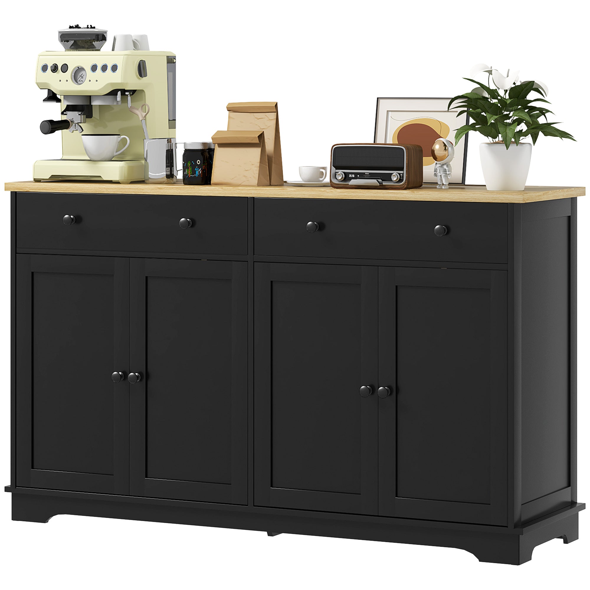 HOMCOM Modern Sideboard, Buffet Cabinet with Storage Drawers, Adjustable Shelves for Living Room, Dining Room, Entryway, White