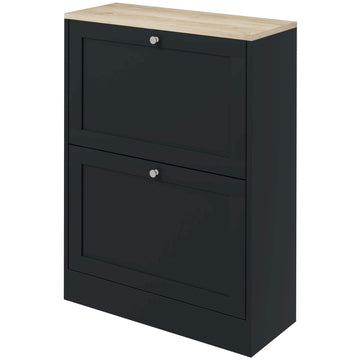 HOMCOM Slim Shoe Storage Cabinet, Modern Shoe Cabinet with 2 Flip Drawers and Adjustable Shelves for 8-12 Pairs, Black