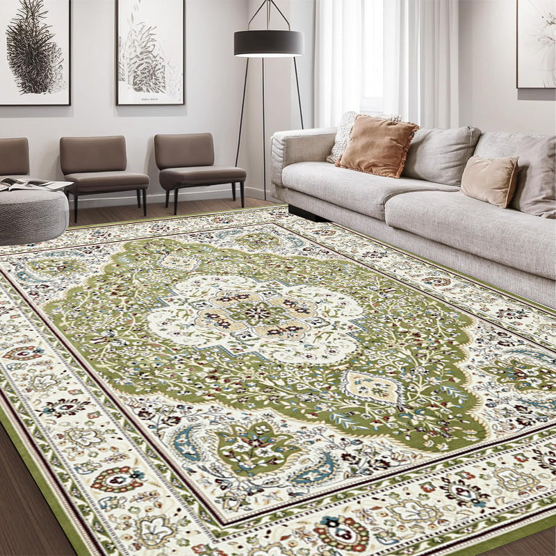 European and American abstract retro printing living room carpet, high penetration short hair foldable washed non-slip floor mat bedroom bed