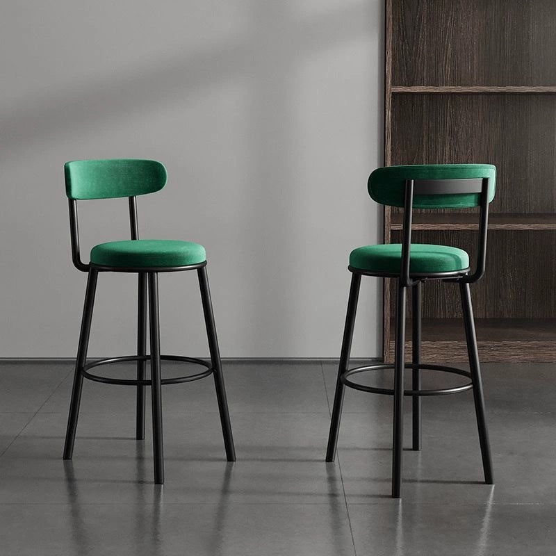 Modern simple wrought iron bar chair high stool Nordic home backrest bar chair light luxury black bar chair high chair