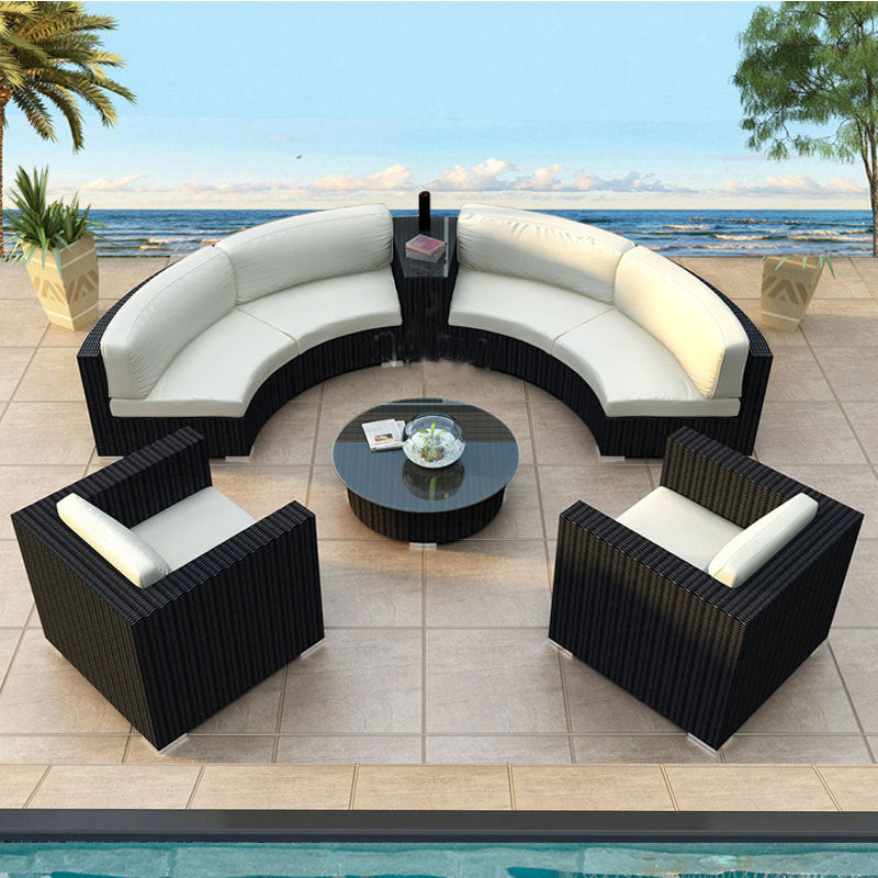 Rattan sofa combination courtyard garden leisure outdoor living room semi-circular arc rattan chair terrace outdoor furniture