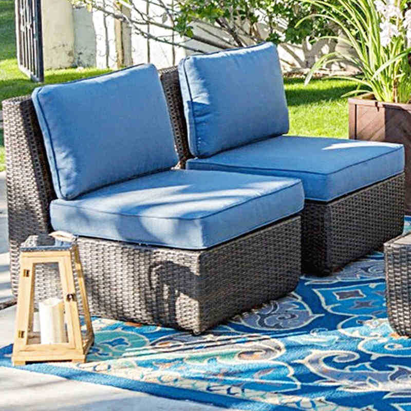 Balcony rattan furniture garden courtyard leisure rattan chair outdoor American country L-shaped corner combination sofa coffee table