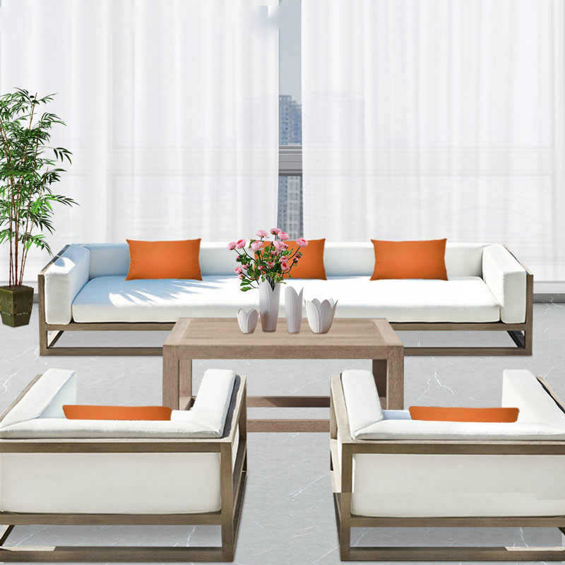 Outdoor aluminum alloy leisure furniture waterproof and sunscreen courtyard garden B & B terrace outdoor balcony wood grain paint sofa