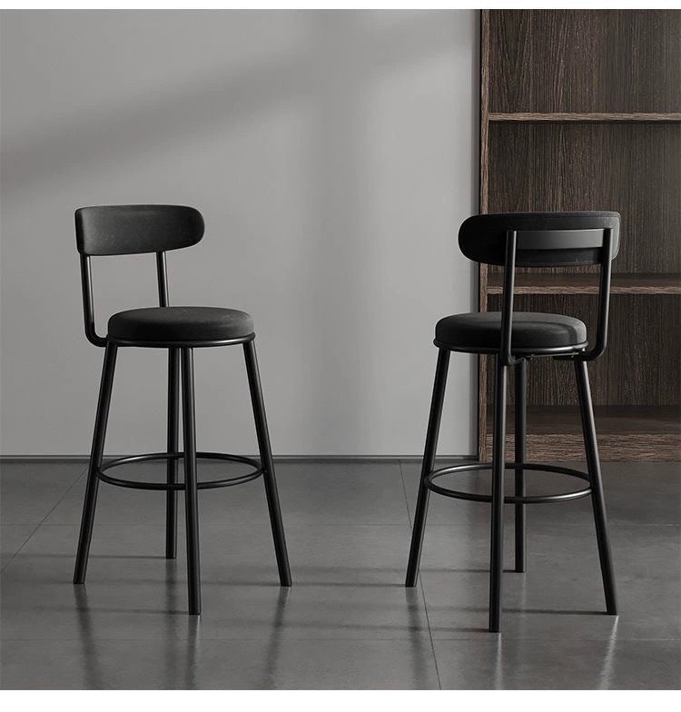 Modern simple wrought iron bar chair high stool Nordic home backrest bar chair light luxury black bar chair high chair