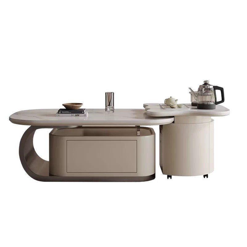 Rock slab coffee table living room 2025 new household small apartment modern light luxury high-end sense with kettle to make tea