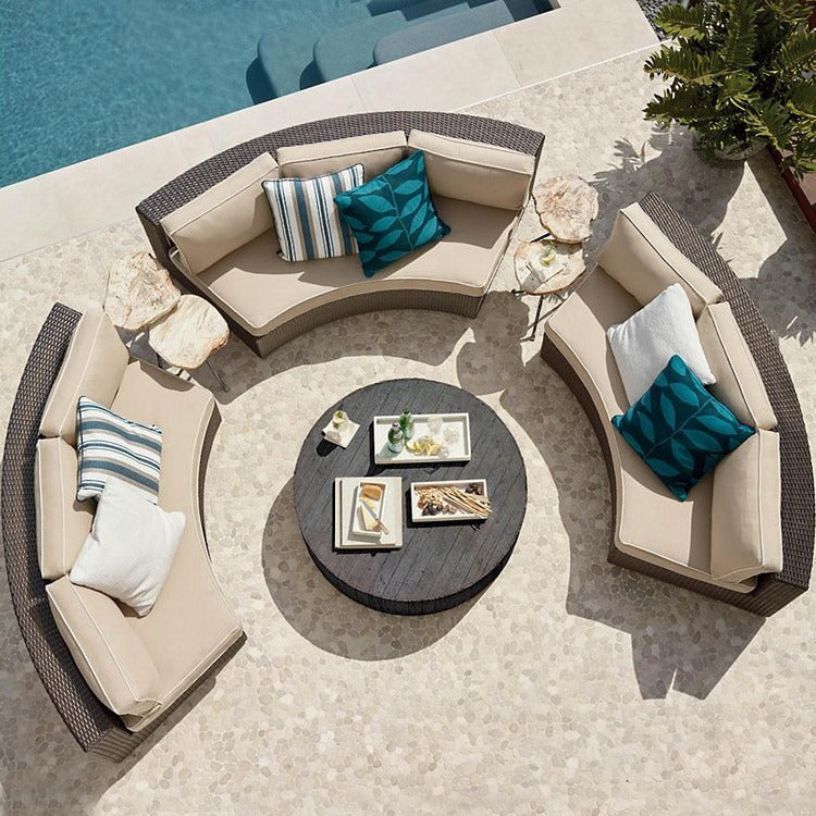 Rattan sofa combination courtyard garden leisure outdoor living room semi-circular arc rattan chair terrace outdoor furniture