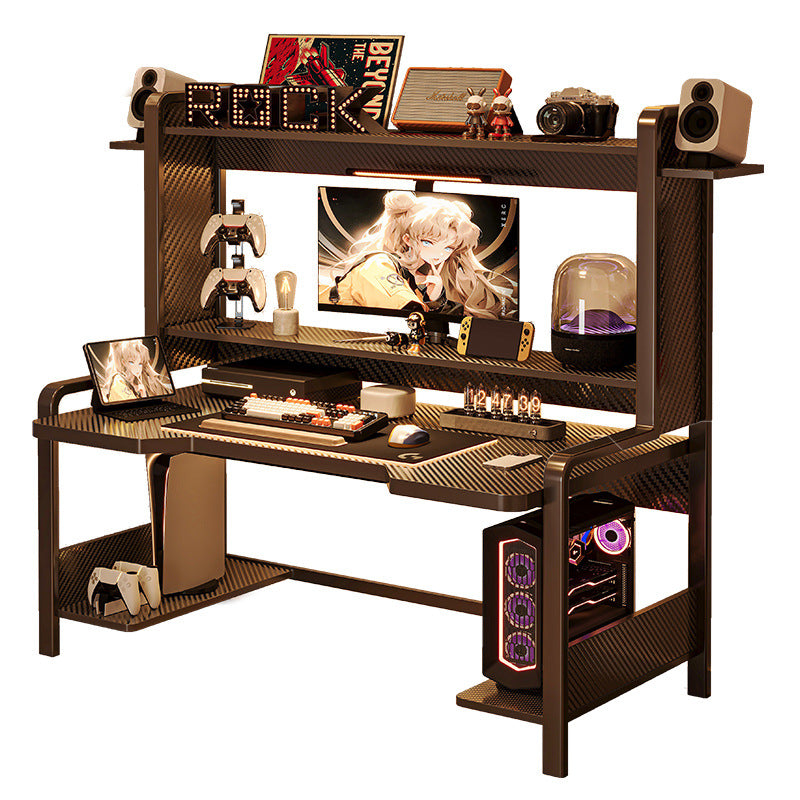 Adjustable computer desk with shelf, bedroom household small computer desk, bookshelf integrated e-sports table and chair set