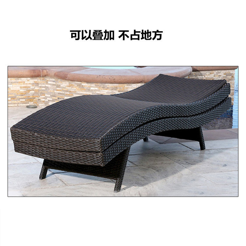 Outdoor Lounger Waterproof Swimming Pool Beach Courtyard Garden Hotel Terrace Leisure Simple Rattan Lounger